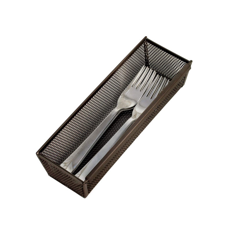 Smart Design Drawer Organizer - 9 x 3 Inch - Steel Metal Mesh Tray - with Interlocking Arm Connection - Utensils, Silverware, Organization - Kitchen - Bronze - Image 1